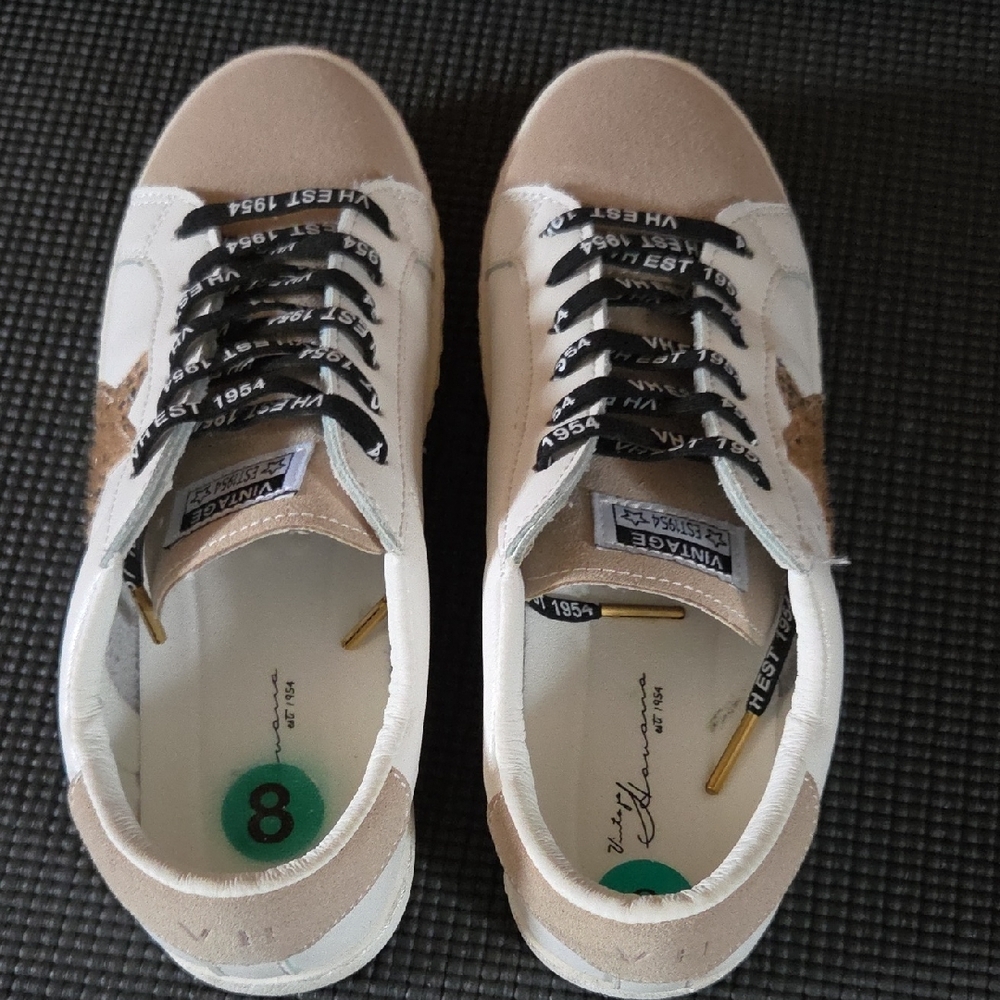 Vintage Havana Women's White and Brown Star Sneakers - Picture 4 of 10